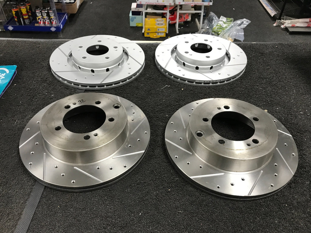 FOR MITSUBISHI LANCER EVO 4 5 CROSS DRILLED GROOVED FRONT REAR BRAKE DISC