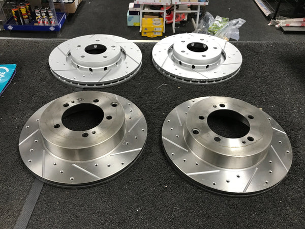FOR MITSUBISHI LANCER EVO 4 5 CROSS DRILLED GROOVED FRONT REAR BRAKE DISC