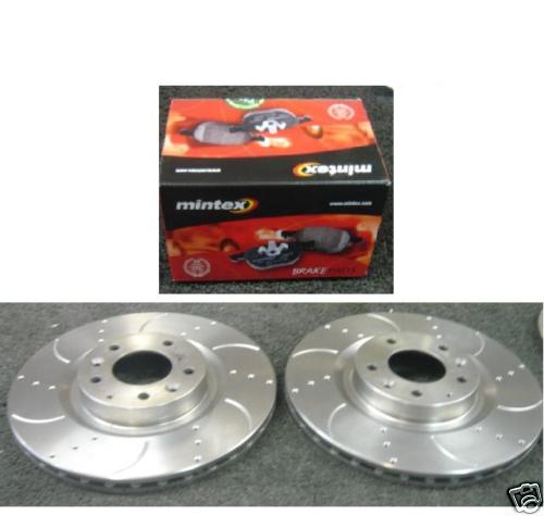 RX8 DRILLED GROOVED BRAKE DISC & MINTEX PADS FRONT  