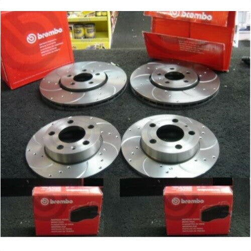 VW  GOLF MK4 1998-04 BRAKE DISC BREMBO DRILLED GROOVED BRAKE PADS 280MM