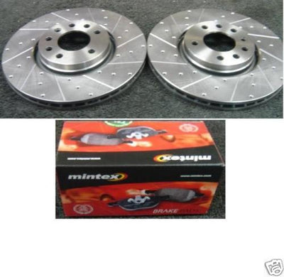 FOR SAAB 9-3TURBO AERO DRILLED GROOVED BRAKE DISC +PADS 314