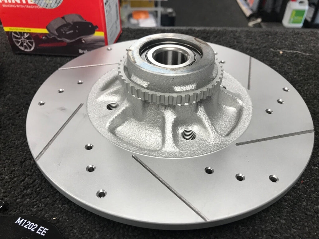 RENAULT  CLIO SPORT 172  BRAKE DISC DRILLED GROOVED ABS RING MINTEX BRAKE PAD