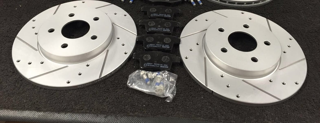FORD S-MAX GALAXY  DRILLED GROOVED BRAKE DISCS ANTI CORROSSION MINTEX PADS REAR