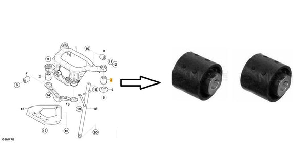 BMW 316 318 320 323 325 330 E46 REAR AXLE SUBFRAME MOUNTING BUSH X2