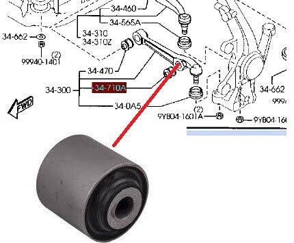  LOWER FRONT CONTROL ARM WISHBONE BUSH  MZAB-085 L NEW GJ6A-34-710A