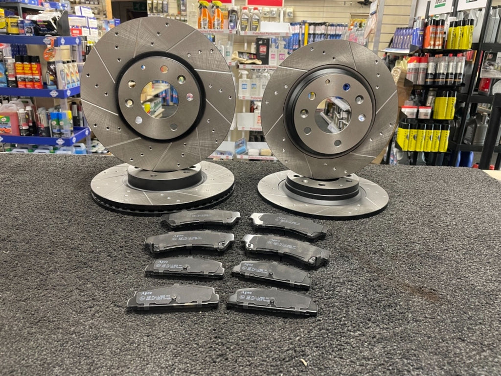 MAZDA 6 2.2 2007 TO 2013  BRAKE DISCS CROSS DRILLED GROOVED  PADS FRONT REAR