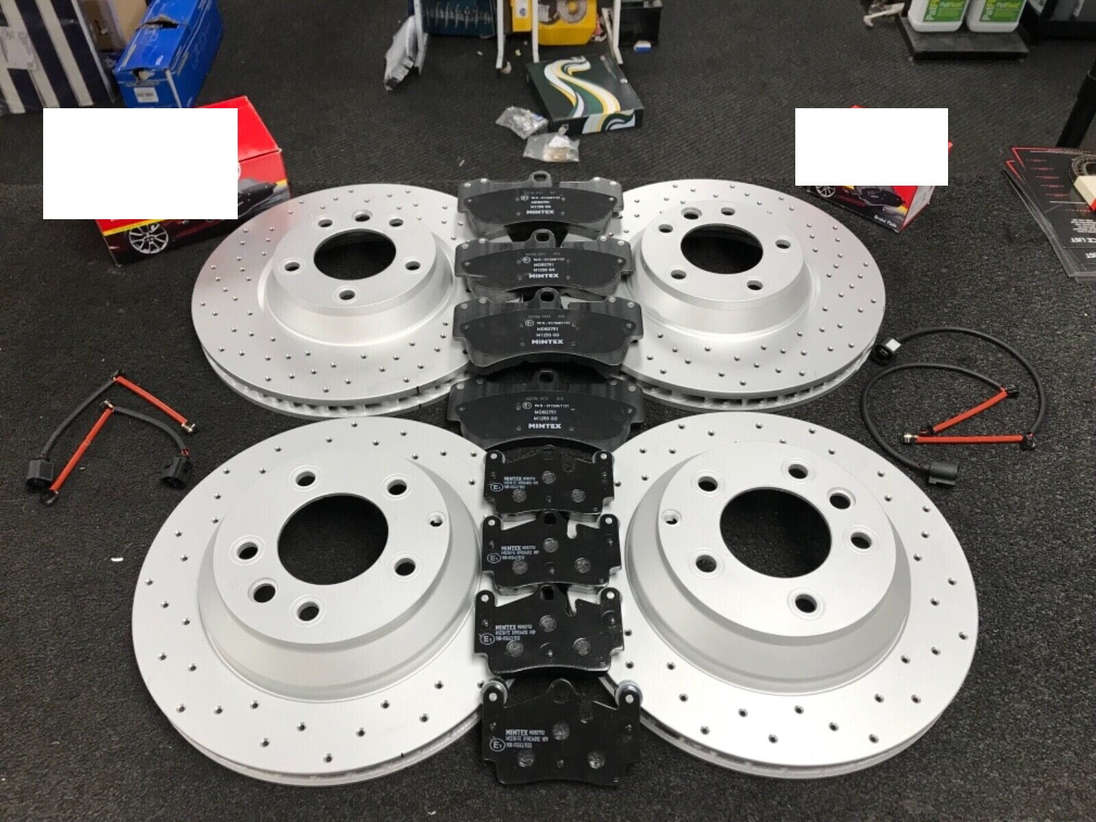 FOR PORSCHE MACAN D S PDK (MK1 (95B))  FRONT AND REAR DRILLED DISCS WITH PADS