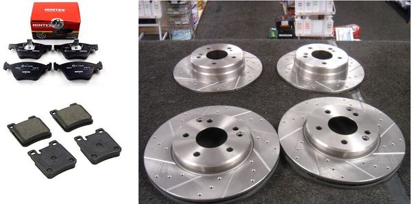 FOR CLK 1997-03 BRAKE DISC DRILLED GROOVED BRAKE DISCS PADS FRONT REAR
