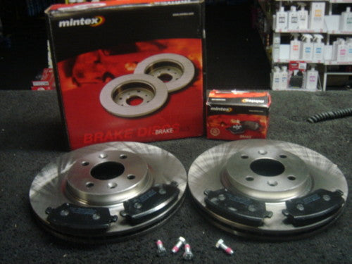 BRAKE DISCS PADS FOR NISSAN MICRA K12 03-2010 MINTEX FRONT BRAKE DISCS & PADS 