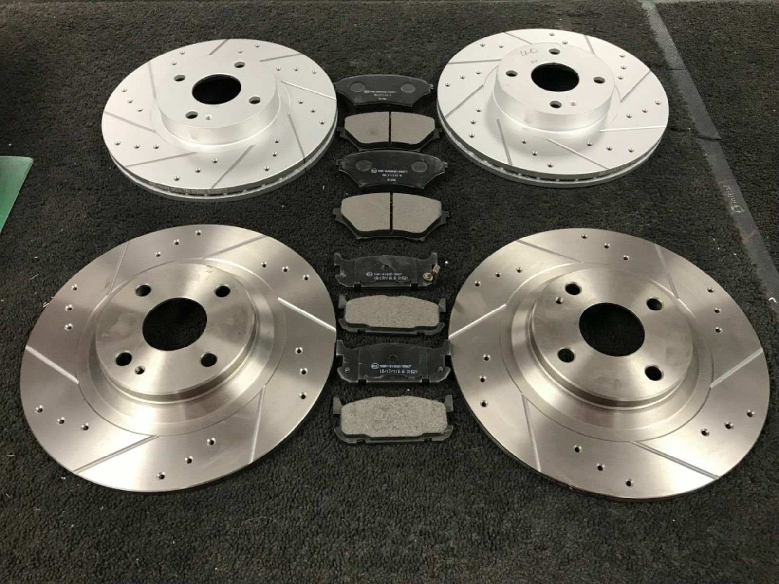 MAZDA MX5 1.8 FRONT REAR CROSS DRILLED GROOVED DISC BRAKE PADS FRONT REAR
