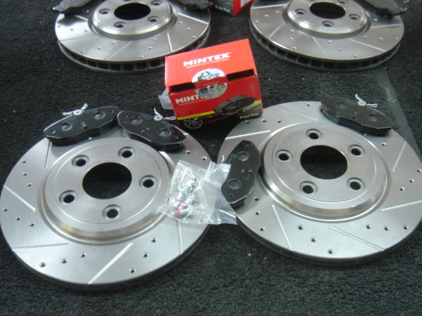 FOR BRAKE DISC CROSS DRILLED GROOVED MINTEX BRAKE PAD REAR 288mm JAGUAR S TYPE