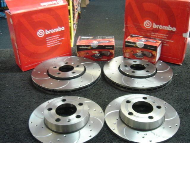VW GOLF MK4 1.8GTi TURBO BRAKE DISC BREMBO CROSS DRILLED MINTEX BRAKE PAD FR RR
