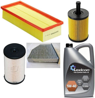 VW PASSAT 2.0 TDI 2005-11 OIL AIR FUEL POLLEN CABIN FILTER + 5L OIL SERVICE KIT