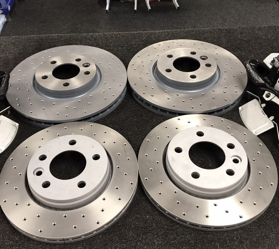 VW TRANSPORTER T5 T6 CROSS DRILLED BRAKE DISC 340MM FRONT 294MM REAR
