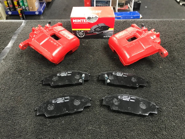 FOR  CIVIC 2.0 TYPE R EP3 FRONT BRAKE CALIPERS LEFT AND RIGHT RED WITH PADS 