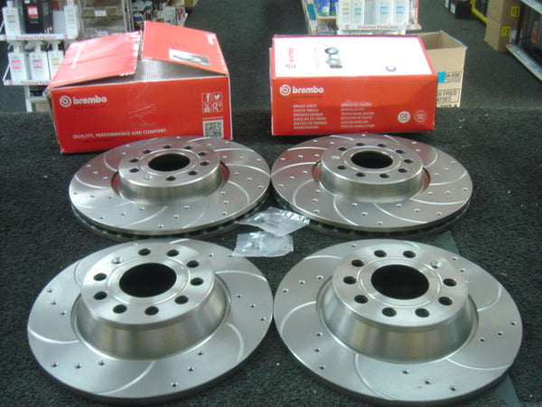 SEAT LEON ALTEA TOLEDO CROSS DRILLED BRAKE DISC CROSS DRILLED BREMBO FRONT REAR