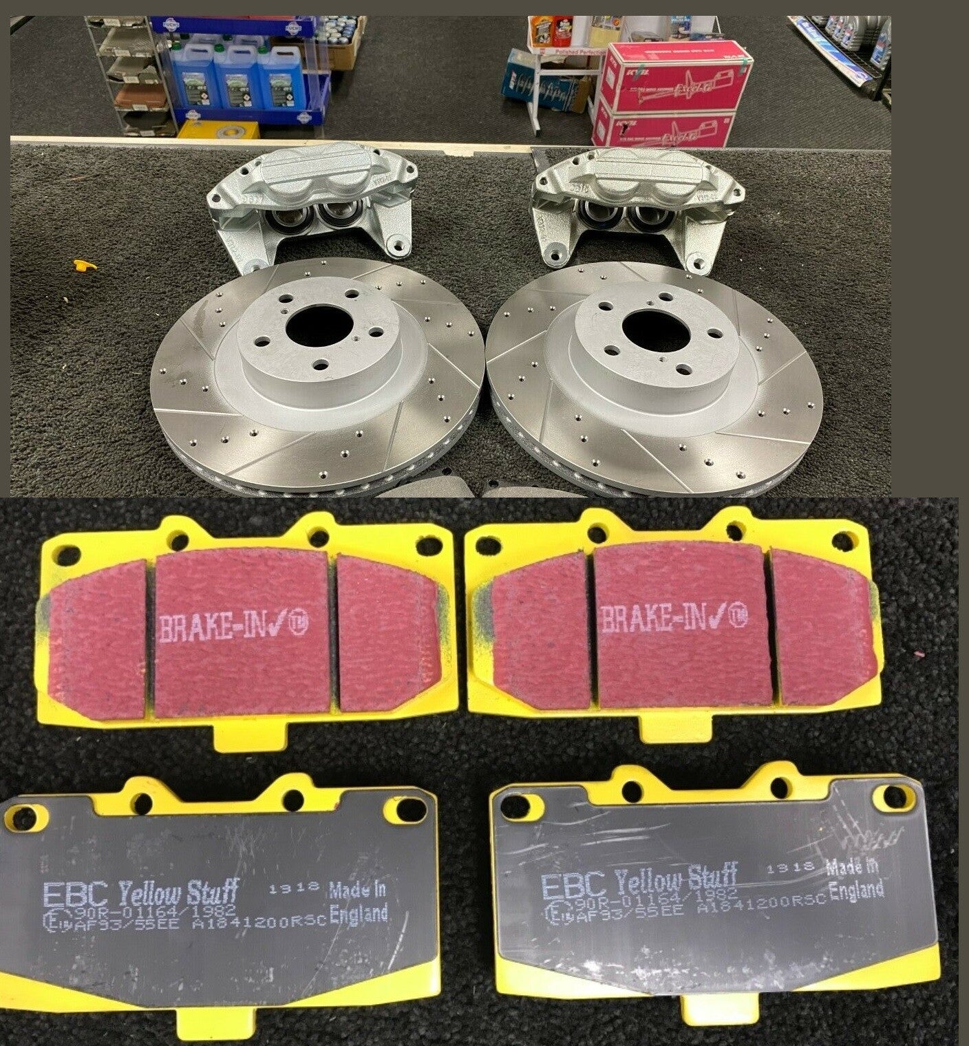 FRONT BRAKE DISC 4 POT CALIPERS UPGRADE FOR SUBARU IMPREZA  WITH EBC YELLOW PADS