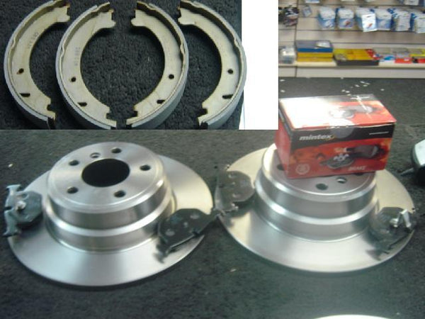 BMW X5 4.4 2001-03 MINTEX  REAR BRAKE DISCS BRAKE PADS HANDBRAKE PARKING SHOES