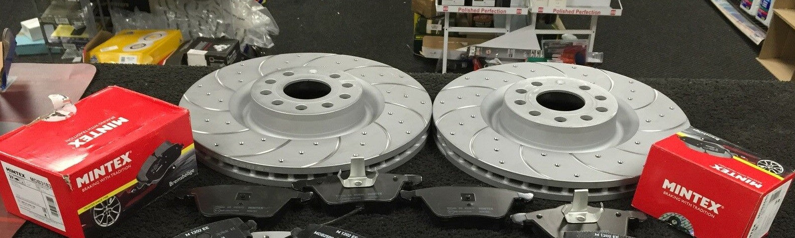VW GOLF MK6 GTD TDI 6 SPEED BRAKE DISC CROSS DRILLED GROOVED BRAKE PAD FRONT