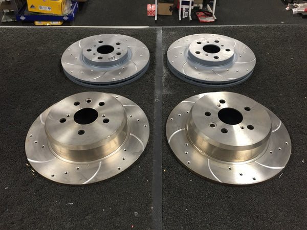 FOR CELICA ST185 GT4 DRILLED GROOVED BRAKE DISC FRONT REAR 