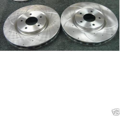 FOR MITSUBISHI LANCER EVO 6 7 8 FRONT CROSS DRILLED GROOVED  BRAKE DISCS PAIR