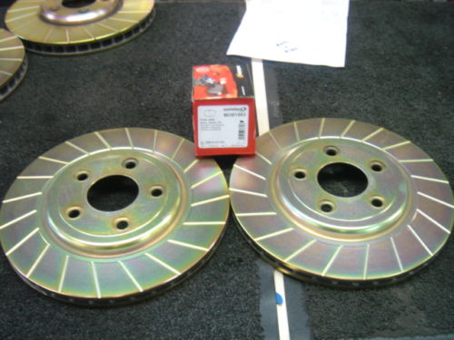 JAGUAR S TYPE 99-04 GROOVED BRAKE DISC MINTEX PADS REAR