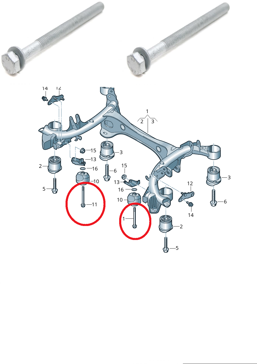 AUDI A4 S4 A5 S5 A6 S6 A7 A8 RS4 RS5 RS6 RS7 REAR SUBFRAME BOLTS N10771601 X 2
