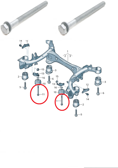 AUDI A4 S4 A5 S5 A6 S6 A7 A8 RS4 RS5 RS6 RS7 REAR SUBFRAME BOLTS N10771601 X 2