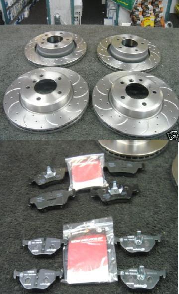 BMW 323i 325i 3258i E36 BRAKE DISC DRILLED GROOVED MINTEX PADS FR RR 