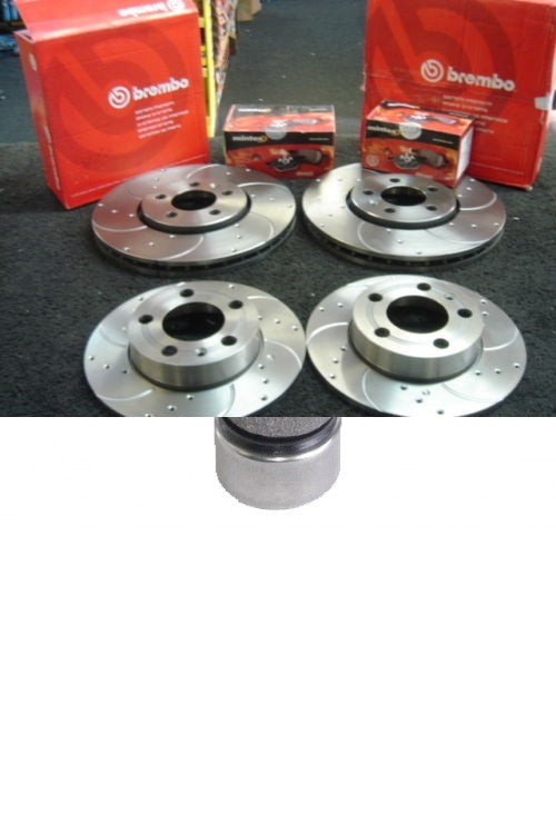 VWGOLF MK4 GTTDI BREMBO DRILLED GROOVED BRAKE DISCS MINTEX BRAKE PADS FRONT REAR
