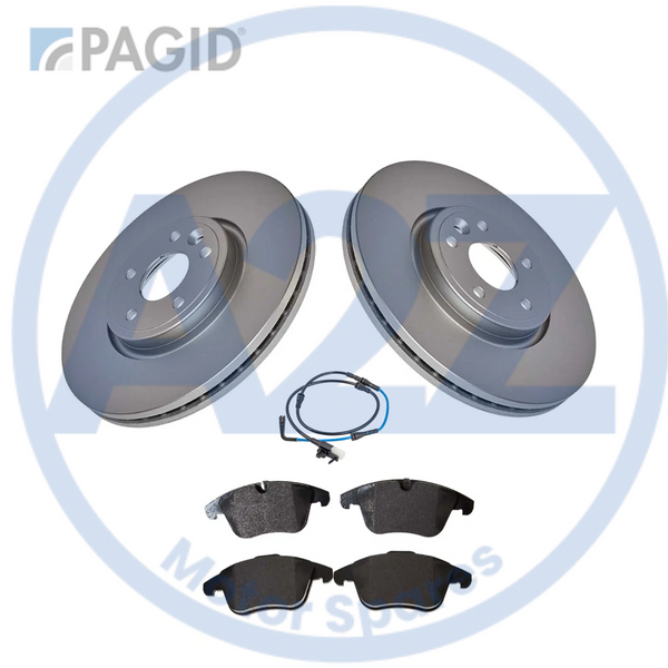 FRONT PAGID BRAKE DISCS & PADS FIT JAGUAR XE-R SPORT 2.0 MK1 X760