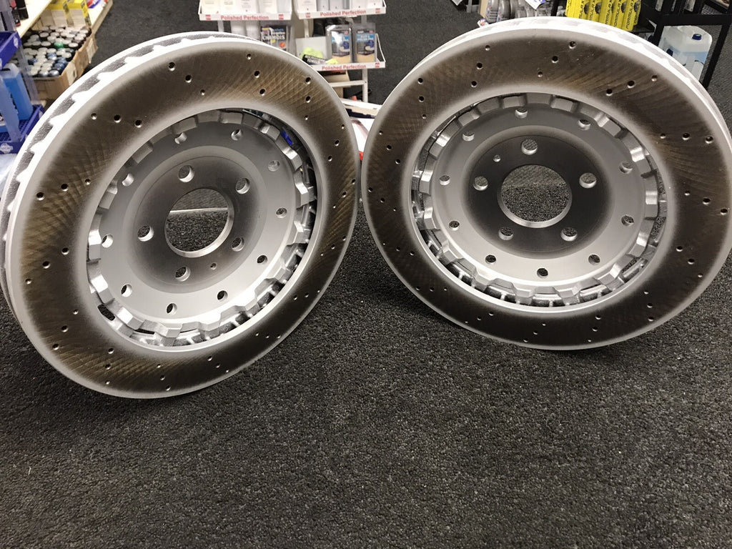 AUDI RS4 B8 AVANT RS5 8F7 8T3 4.2 FRONT DRILLED BRAKE DISC PAIR 8T0 615 301    