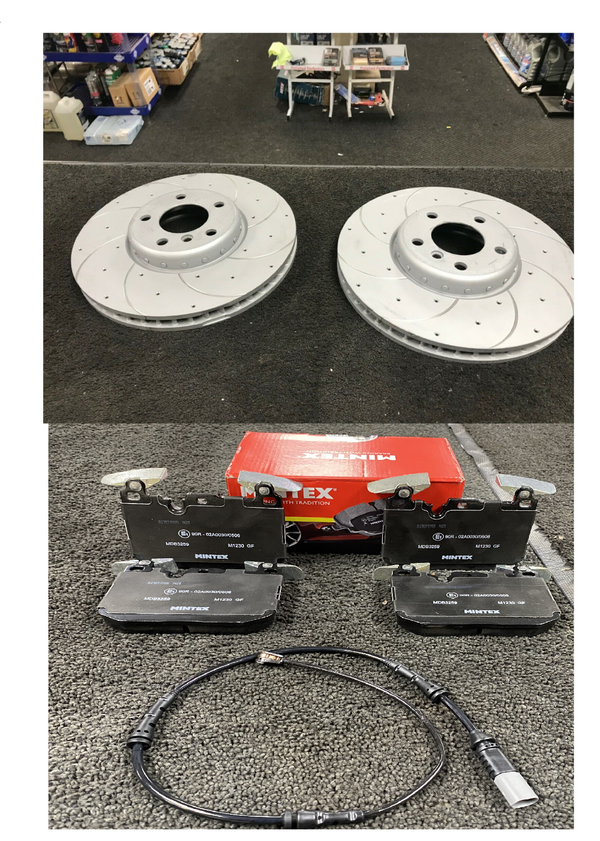 FOR BMW X4 M 40d G02 DIMPLED GROOVED FRONT BRAKE DISCS VENTED 348MM PADS + WIRE 