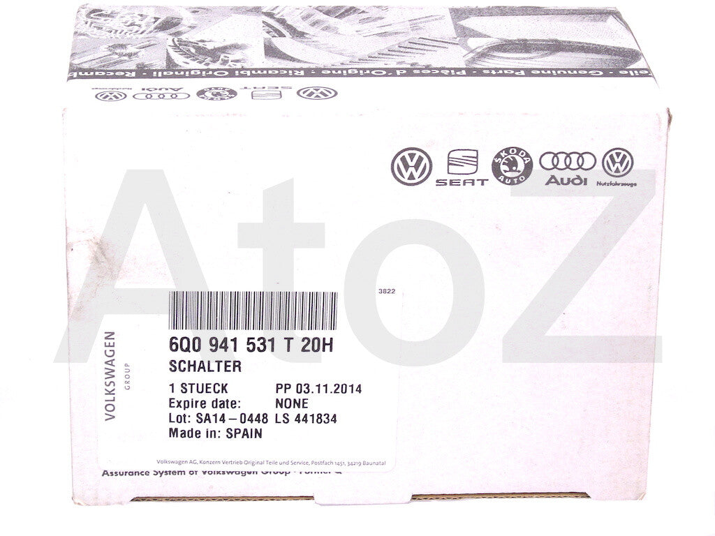 FOR VW POLO JETTA TRANSPORTER HEADLIGHT SWITCH NEW GENUINE 6Q0941531T 20H