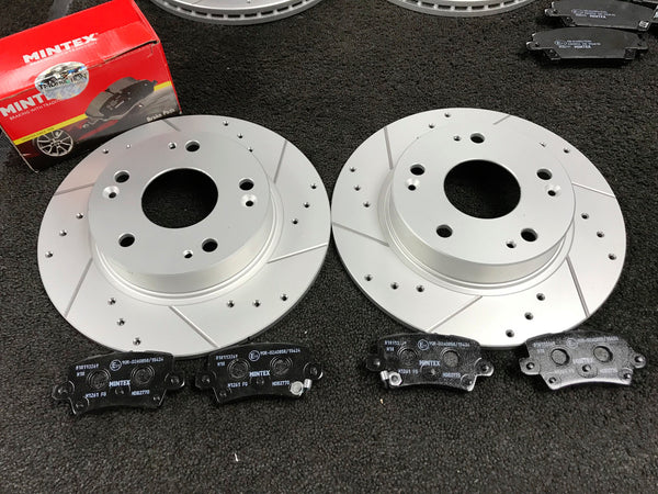 FOR HONDA CIVIC 2.2-i-CTDi DRILLED GROOVED BRAKE DISC MINTEX BRAKE PAD REAR