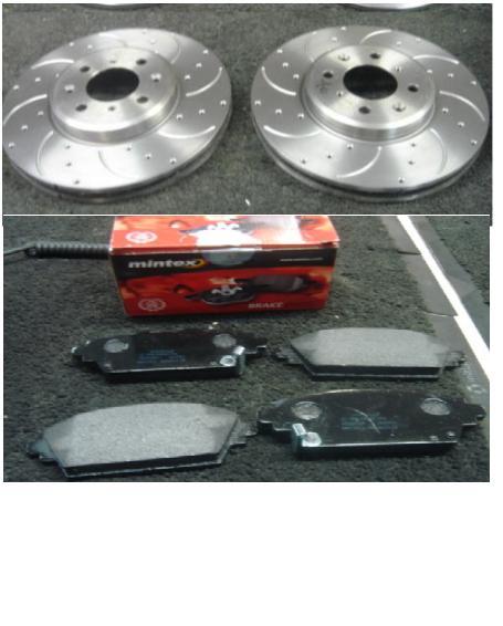 ROVER MG ZR160 ZS180 BRAKE DISC FRONT DRILLED GROOVED MINTEX BRAKE PADS