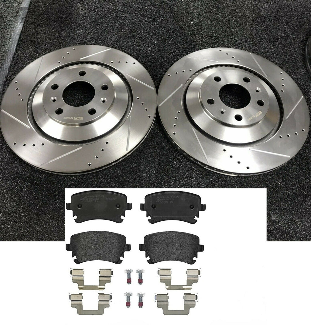 REAR BRAKE DISC CROSS DRILLED PADS FOR AUDI A8 W12 D3 TDi QUATTRO PHAETON W12 