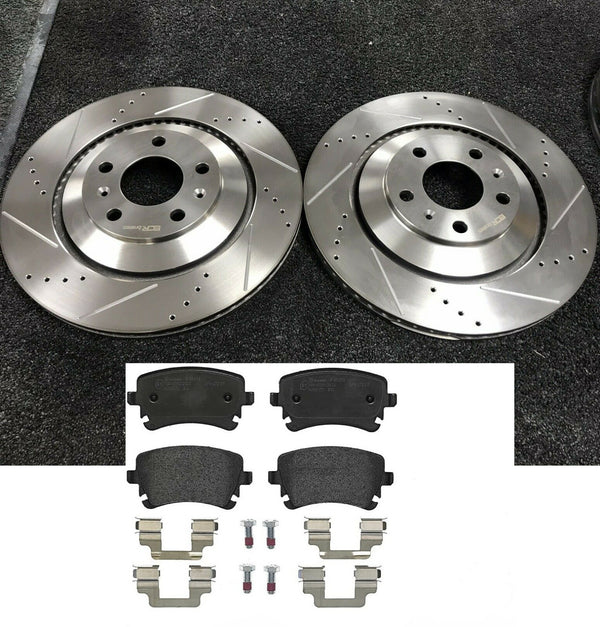 REAR BRAKE DISC CROSS DRILLED PADS FOR AUDI A8 W12 D3 TDi QUATTRO PHAETON W12 
