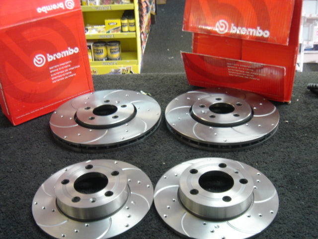 VW  GOLF MK4 1998-04 BRAKE DISC BREMBO DRILLED GROOVED BRAKE FRONT REAR 280MM