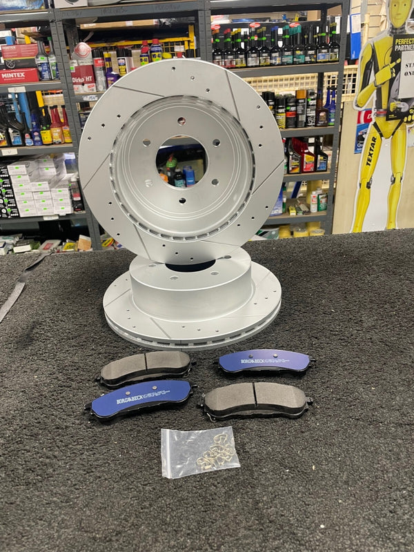 FORD RANGER RAPTOR ECOBLUE PERFORMANCE DRILLED GROOVED BRAKE DISCS PAD REAR