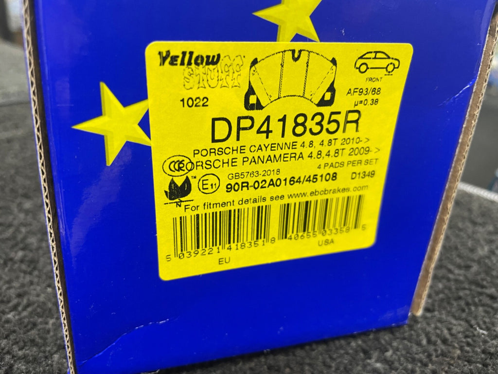 FOR PORSCH CAYENNE PANAMERA  EBC YELLOW STUFF FRONT BRAKE PADS DP41835R 