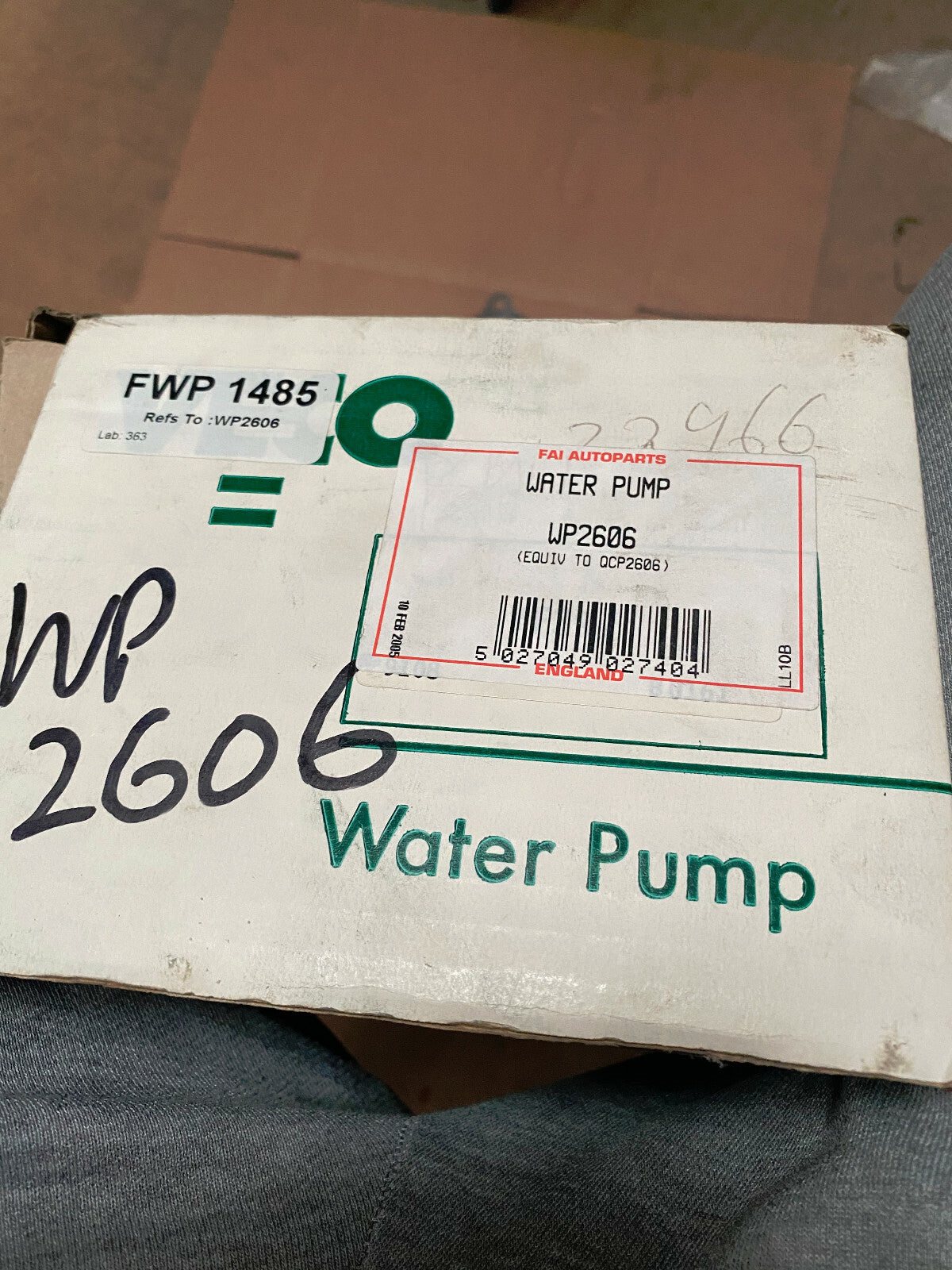 FOR VAUXHALL MIDI 2.0 TURBO 1988-1990 WATER PUMP NEW FWP1485