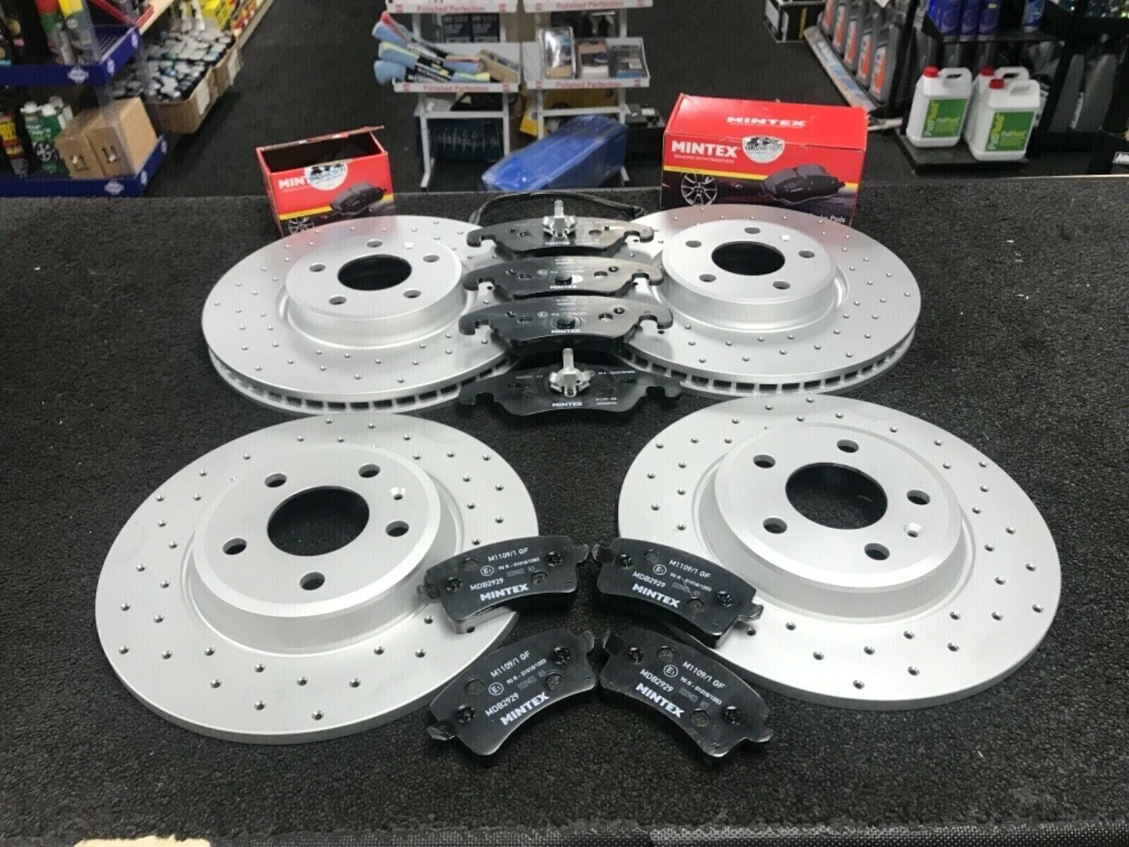 AUDI Q3 2.0TDi QUATTRO SLINE DRILLED GROOVED BRAKE DISCS PADS FRONT REAR