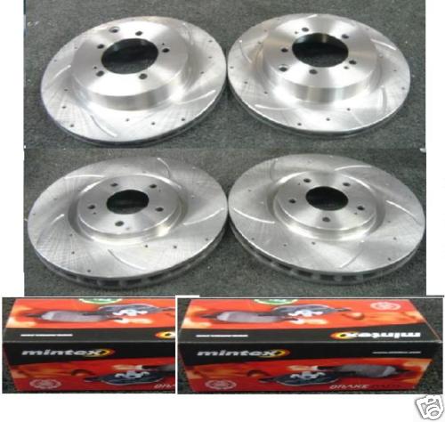 FOR MITSUBISHI LANCER EVOLUTION 5 6 7 8 9 DRILLED GROOVED BRAKE DISC MINTEX PAD
