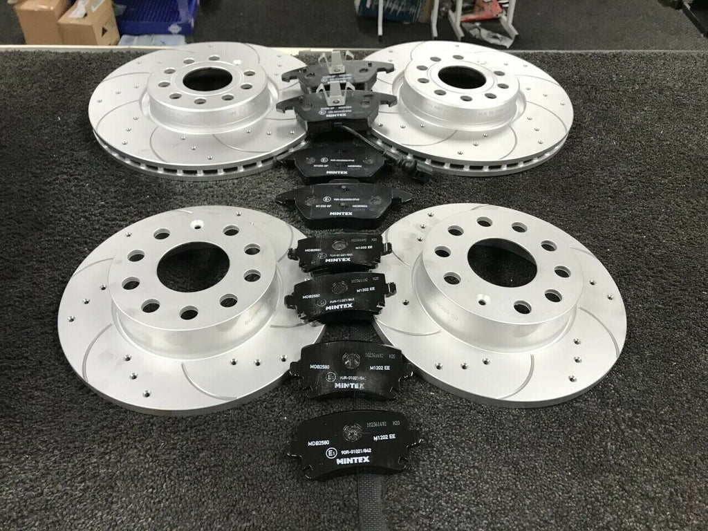 FOR A3 TFSI S LINE BRAKE DISC FRONT REAR DRILLED GROOVED MINTEX PADS 312+272MM