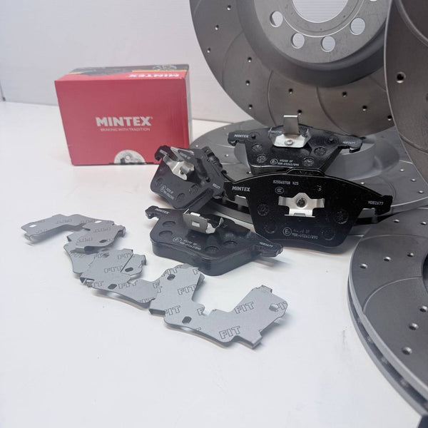 VW GOLF R MK6 BRAKE DISC CROSS DRILLED GROOVED MINTEX BRAKE PAD FRONT REAR