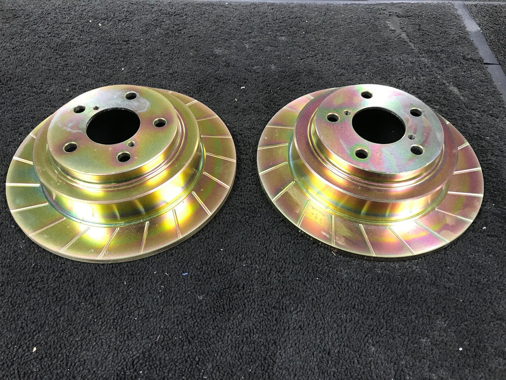 FOR SUBARU IMPREZA LEGACY FORESTER SPORT GROOVED REAR BRAKE DISCS X 2 266