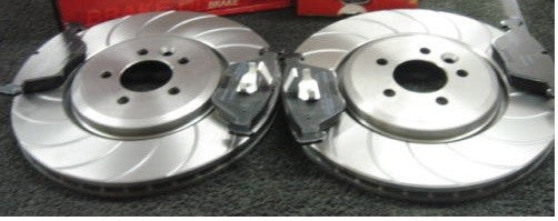 AUDI A4 2.7TDi S (B8) BRAKE DISC CROSS DRILLED GROOVED BRAKE PADS FRONT MINTEX 