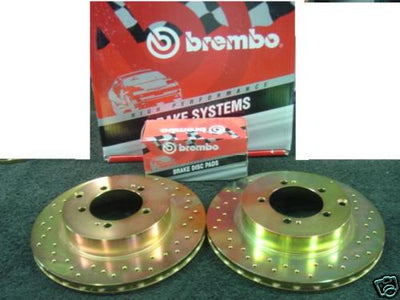 EVO 5 6 7 8 BREMBO DRILLED BRAKE DISC & PADS REAR 