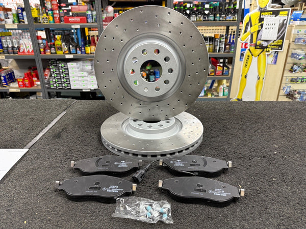 VW GOLF MK7 GTi PERFORMANCE PACK EDITION 40 CROSS DRILLED BRAKE DISC PADS 340M